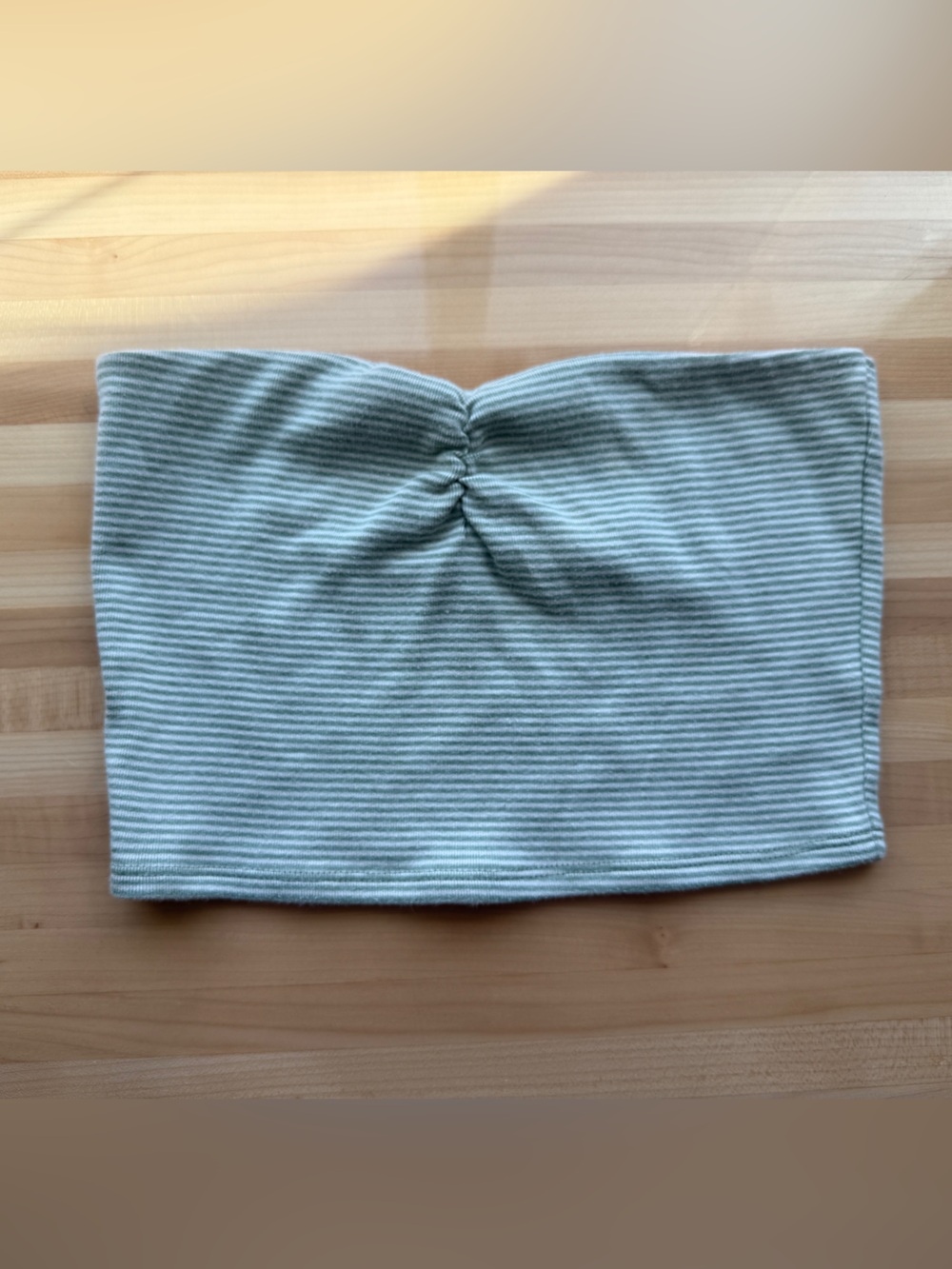 Striped Fill Tilt Tube Top in Sage Green and White